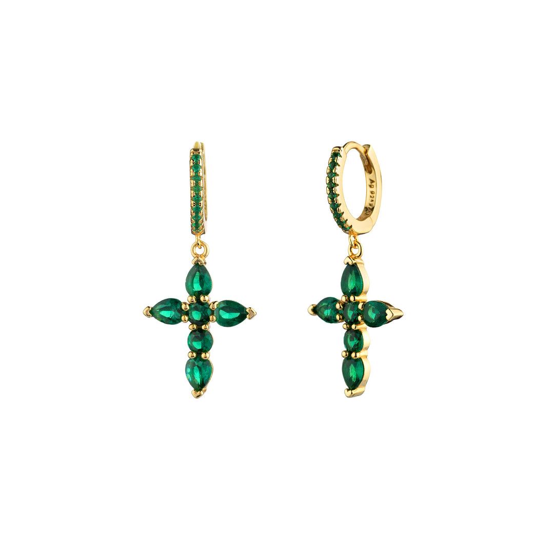 Green Cross Earring