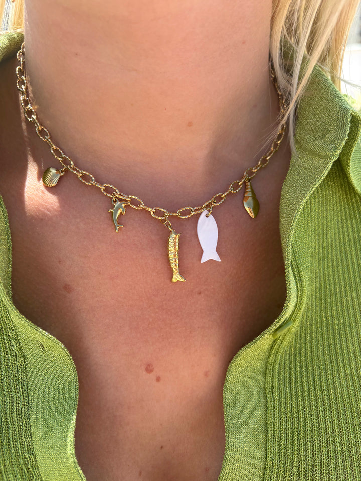 White Fishie Chain Necklace