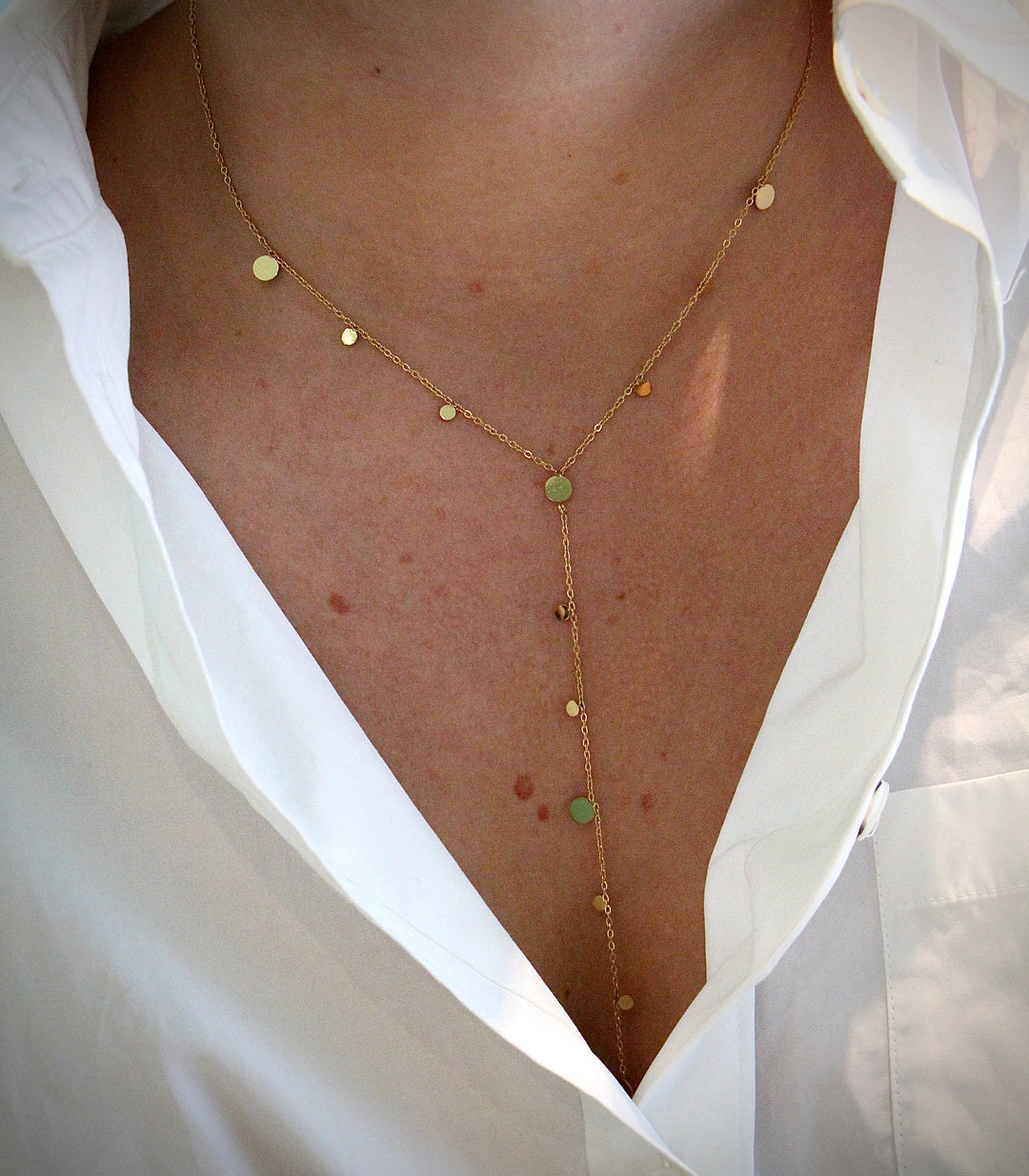 Long Golden Drop Necklace