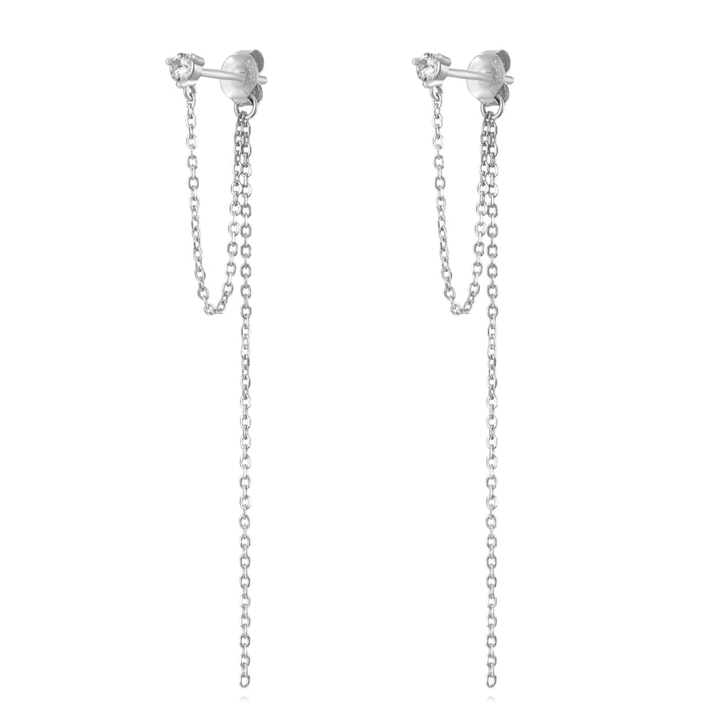 Long Chain Earstud Silver