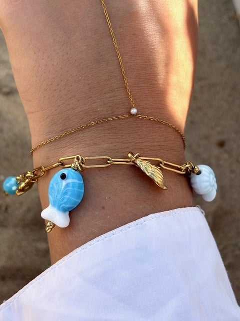 Blue Fishie Chain Bracelet